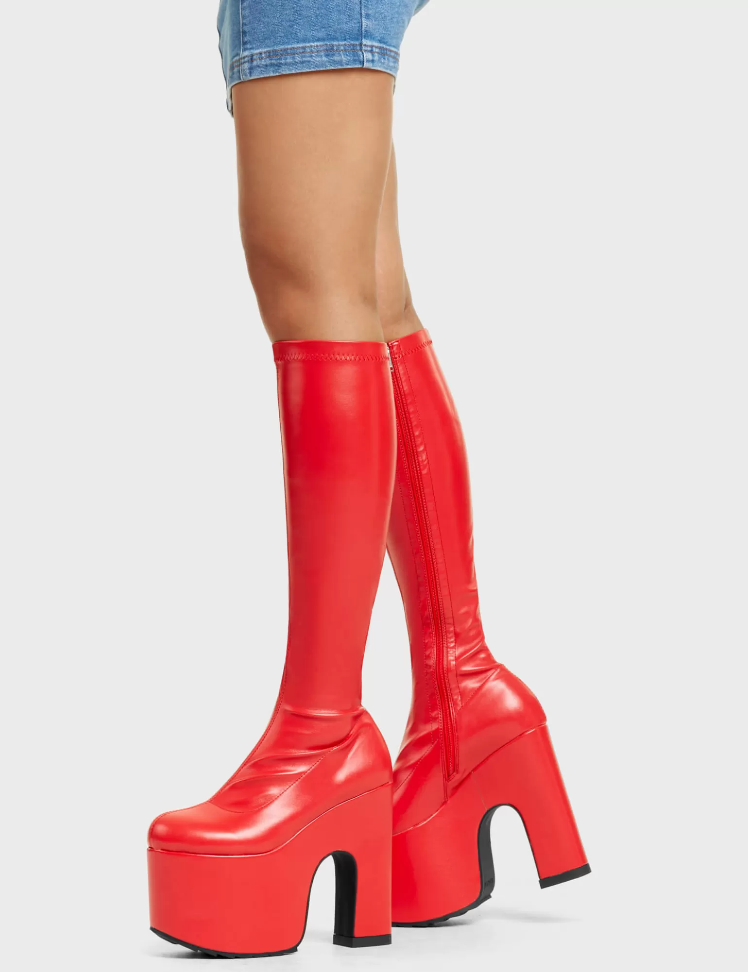 Sale Awkward Chunky Platform Knee High Boots Kniehoch