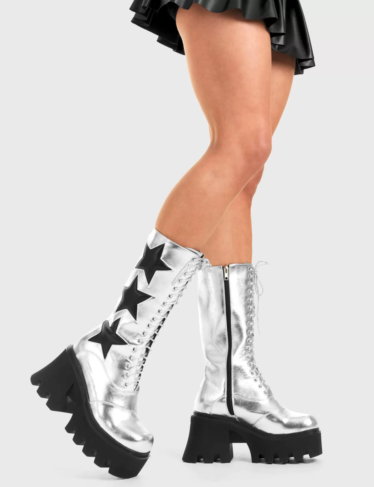 Cheap Big League Chunky Platform Calf Boots Kalb