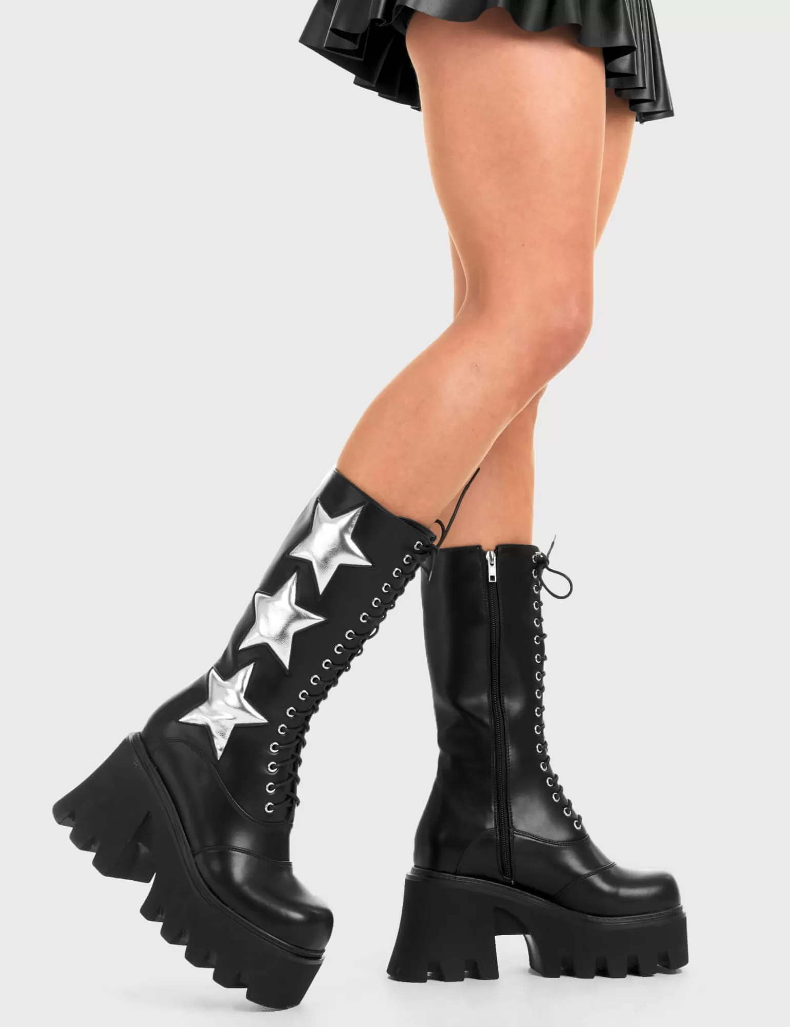 Hot Big League Chunky Platform Calf Boots Kalb