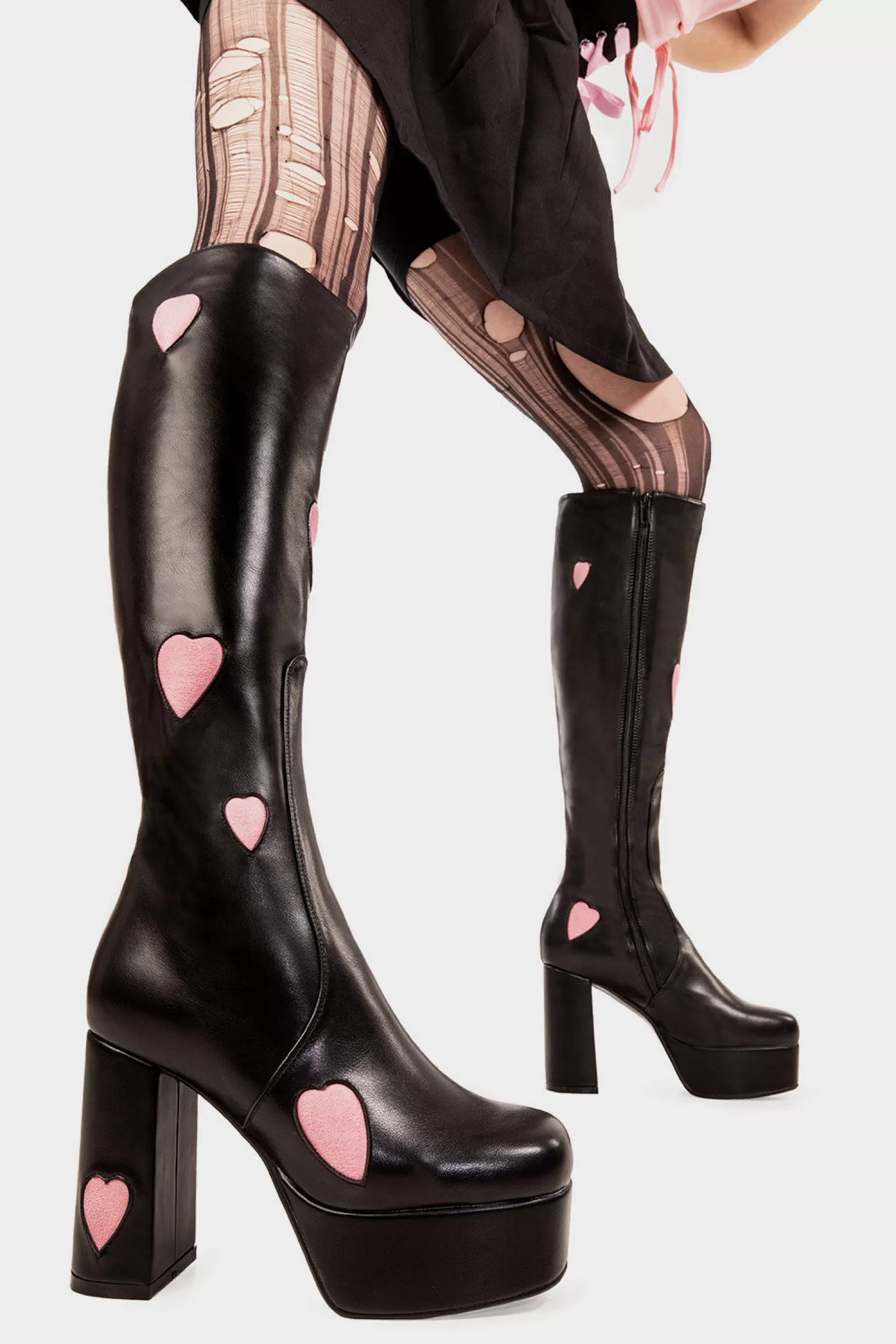 Flash Sale Candyfloss Love Wide Calf Platform Knee High Boots Kniehoch