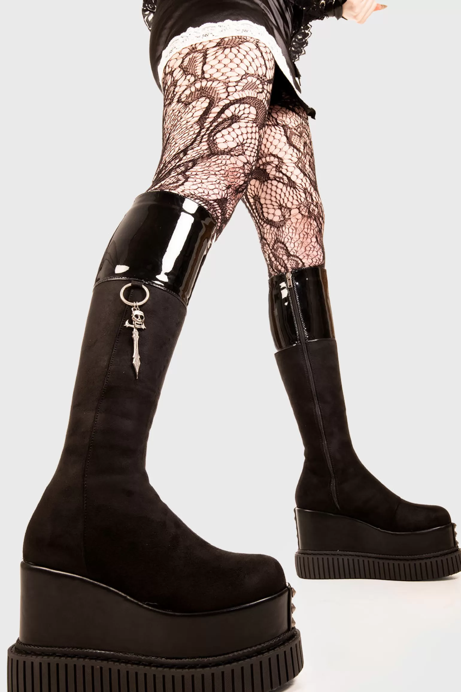 Cheap Communication Breakdown Chunky Platform Knee High Boots Kniehoch