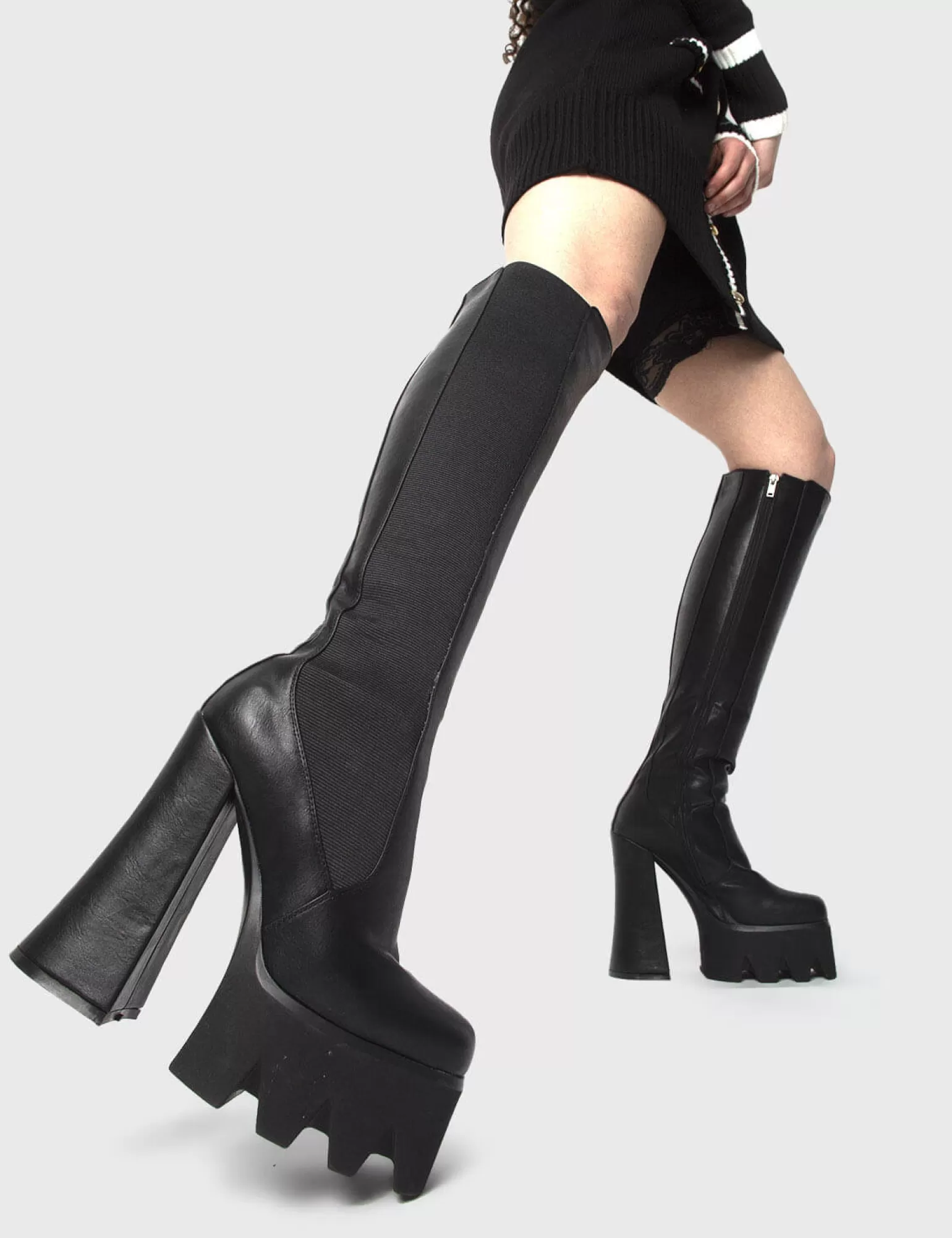 Cheap Disco Inferno Platform Knee High Boots Kniehoch