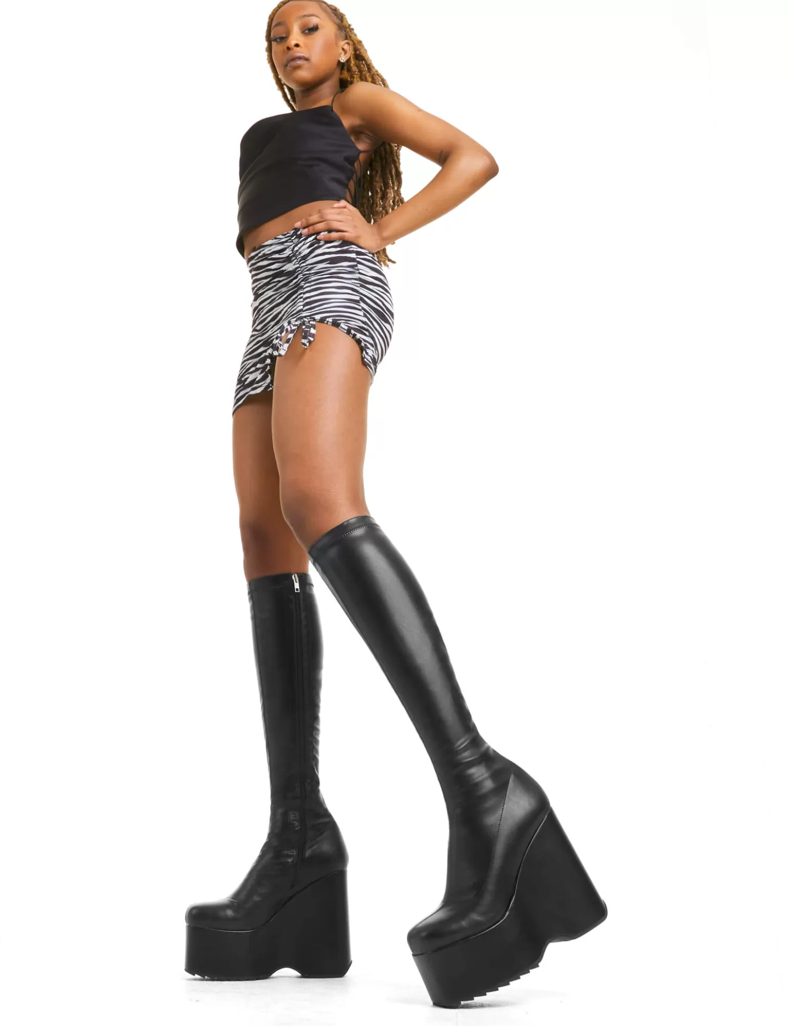 Online Falling Sky Chunky Platform Knee High Boots Kniehoch