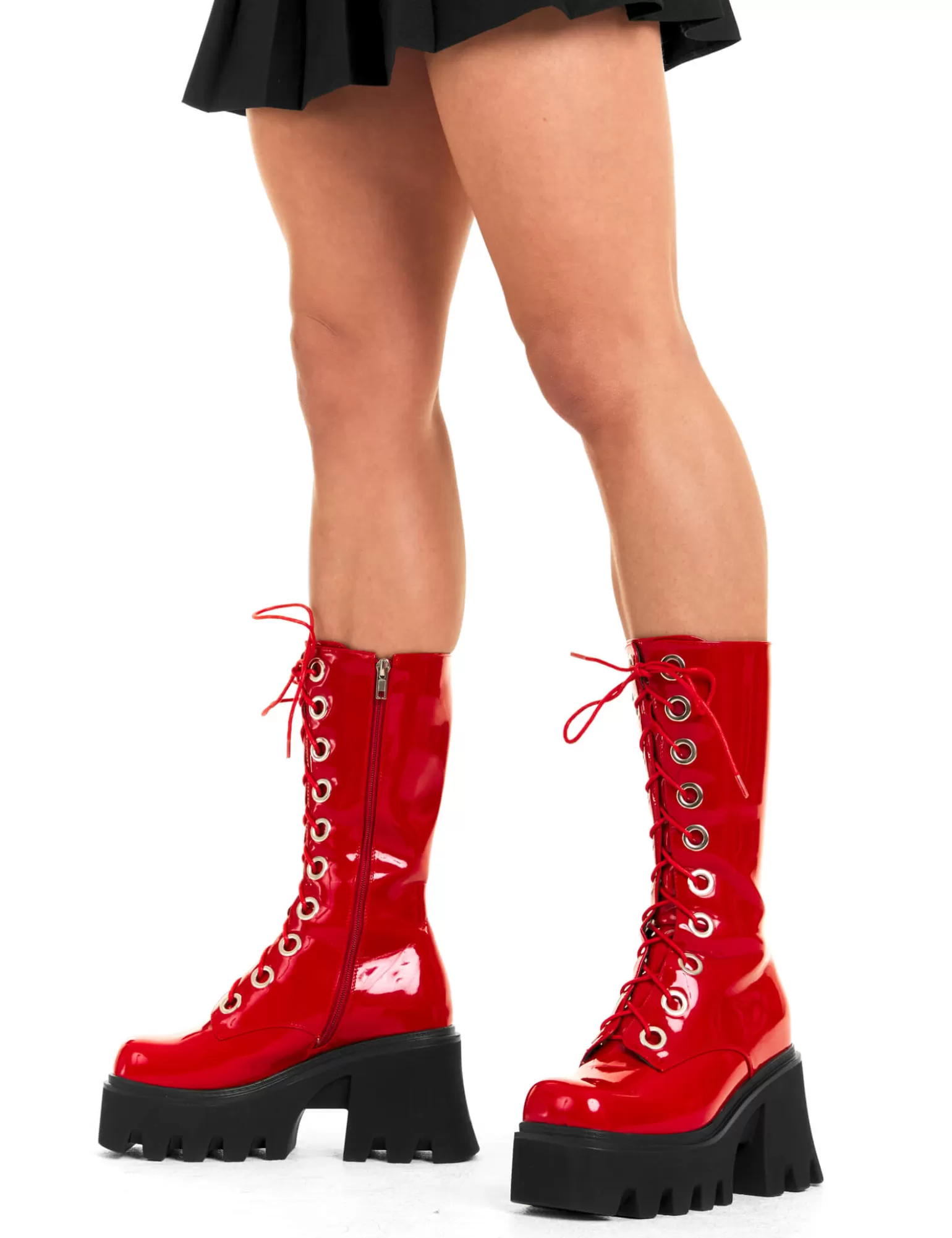 Hot Get Paid Chunky Platform Calf Boots Kalb