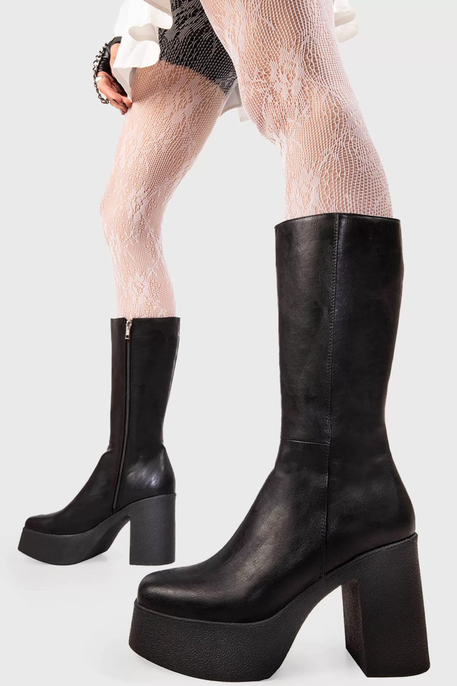 Outlet Holler Back Platform Calf Boots Kalb