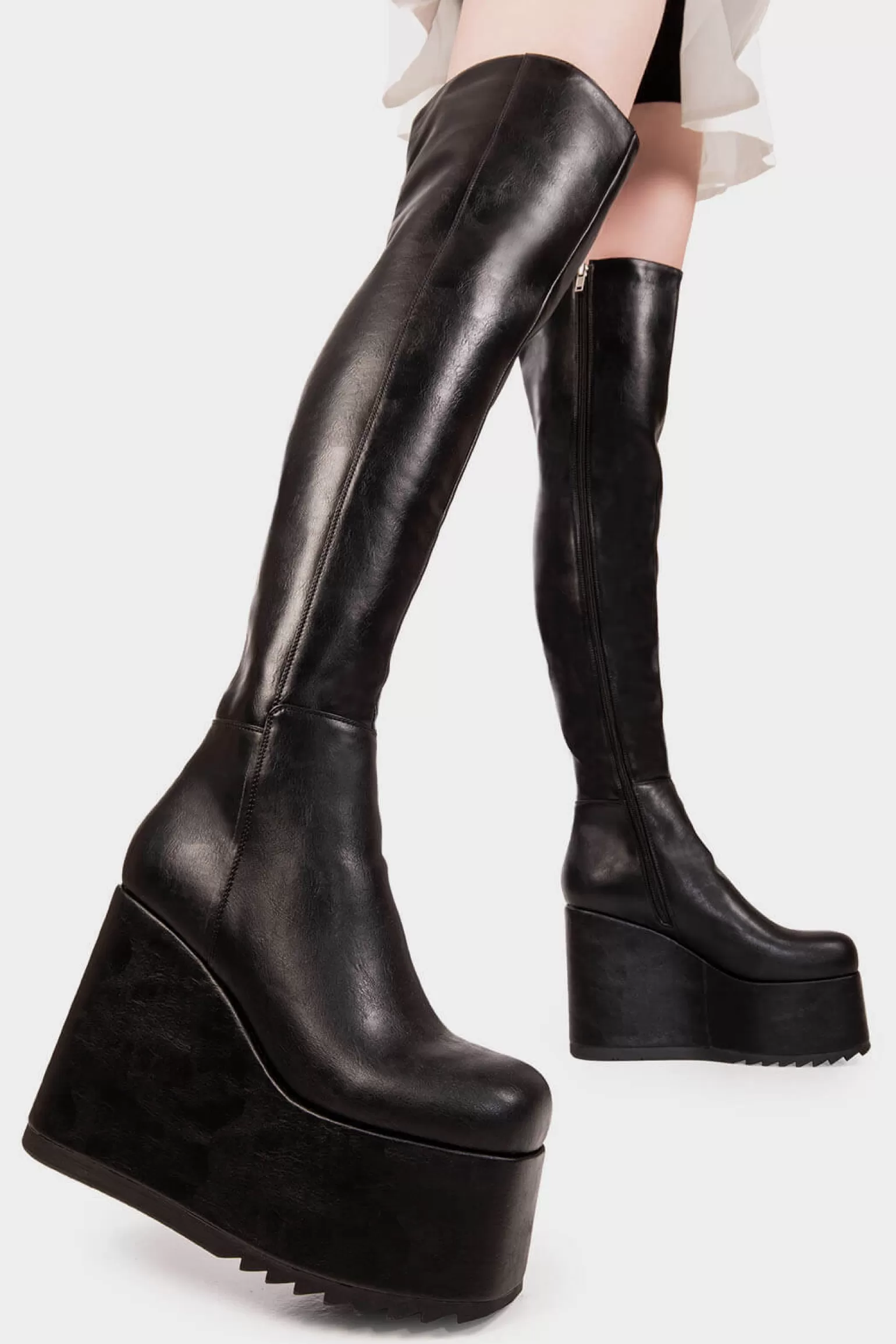 Store Never Again Chunky Platform Thigh High Boots Chunky