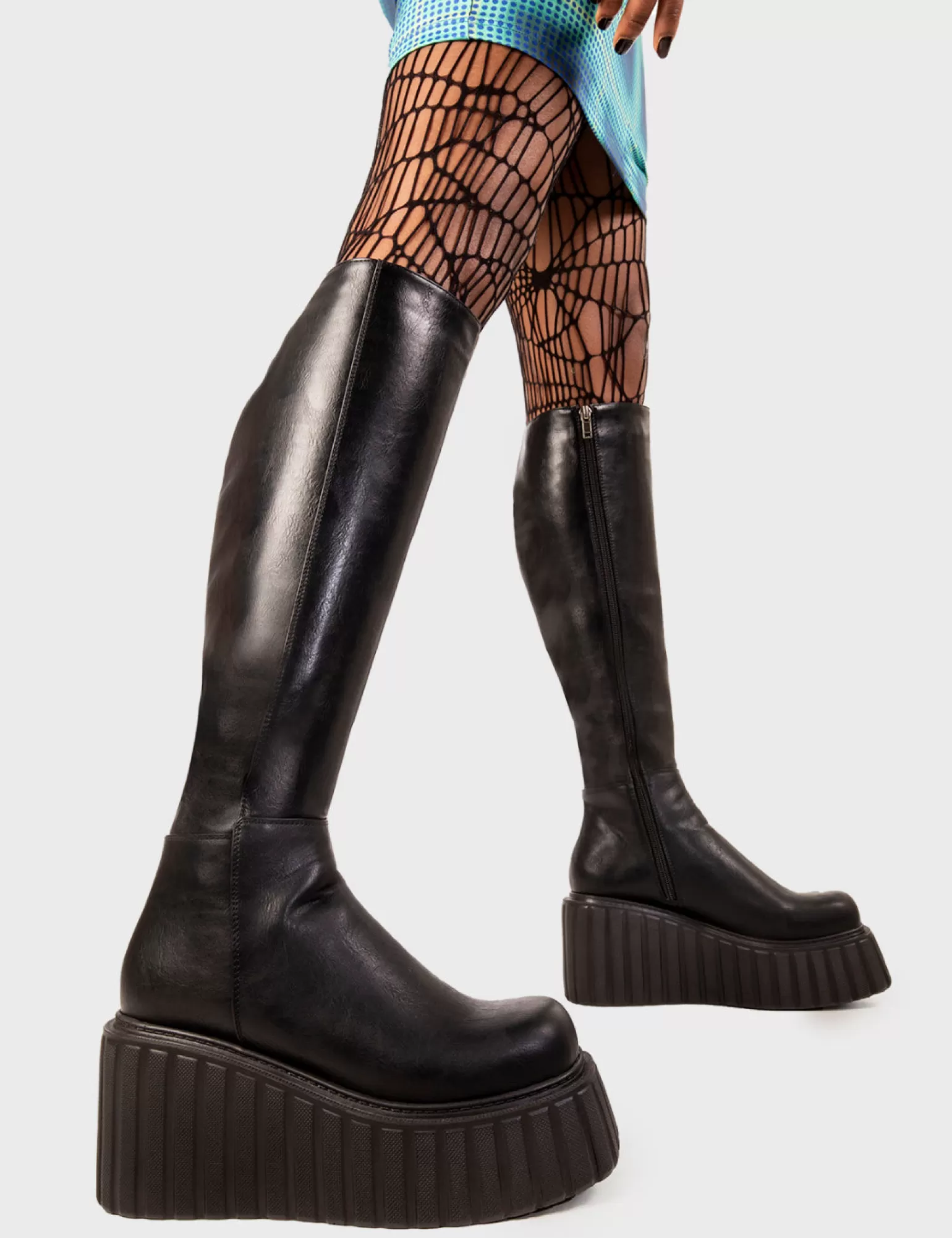 Sale Pillow Talk Chunky Creeper Platform Knee High Boots Kniehoch