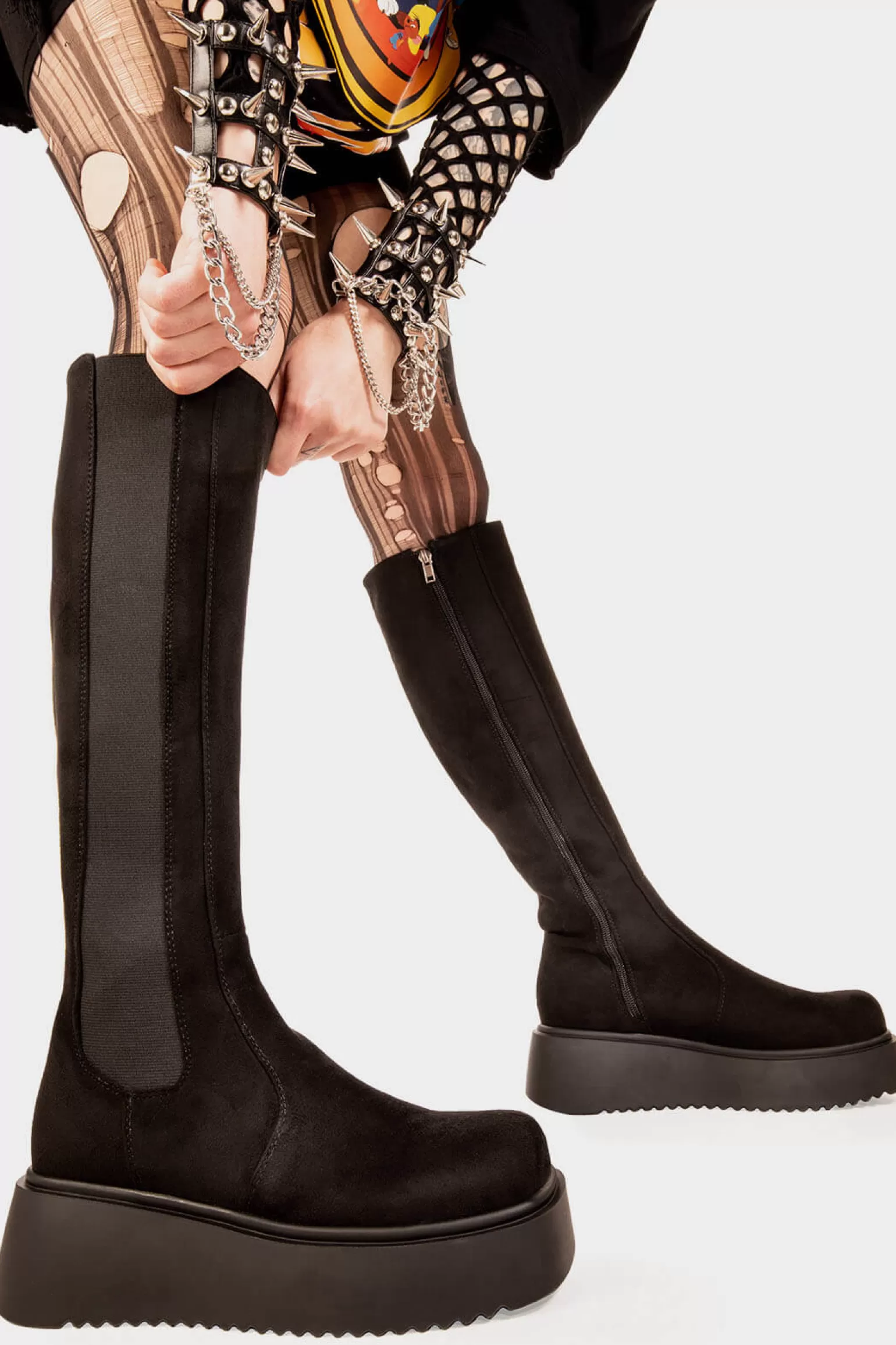 Cheap Powerful Chunky Knee High Boots Kniehoch