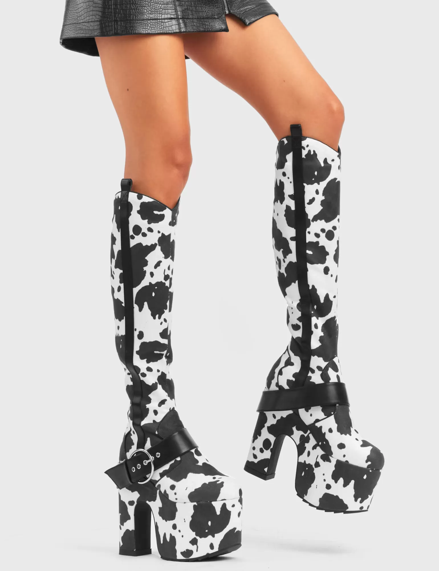 Sale Rhinestone Cowboy Chunky Platform Knee High Boots Kniehoch