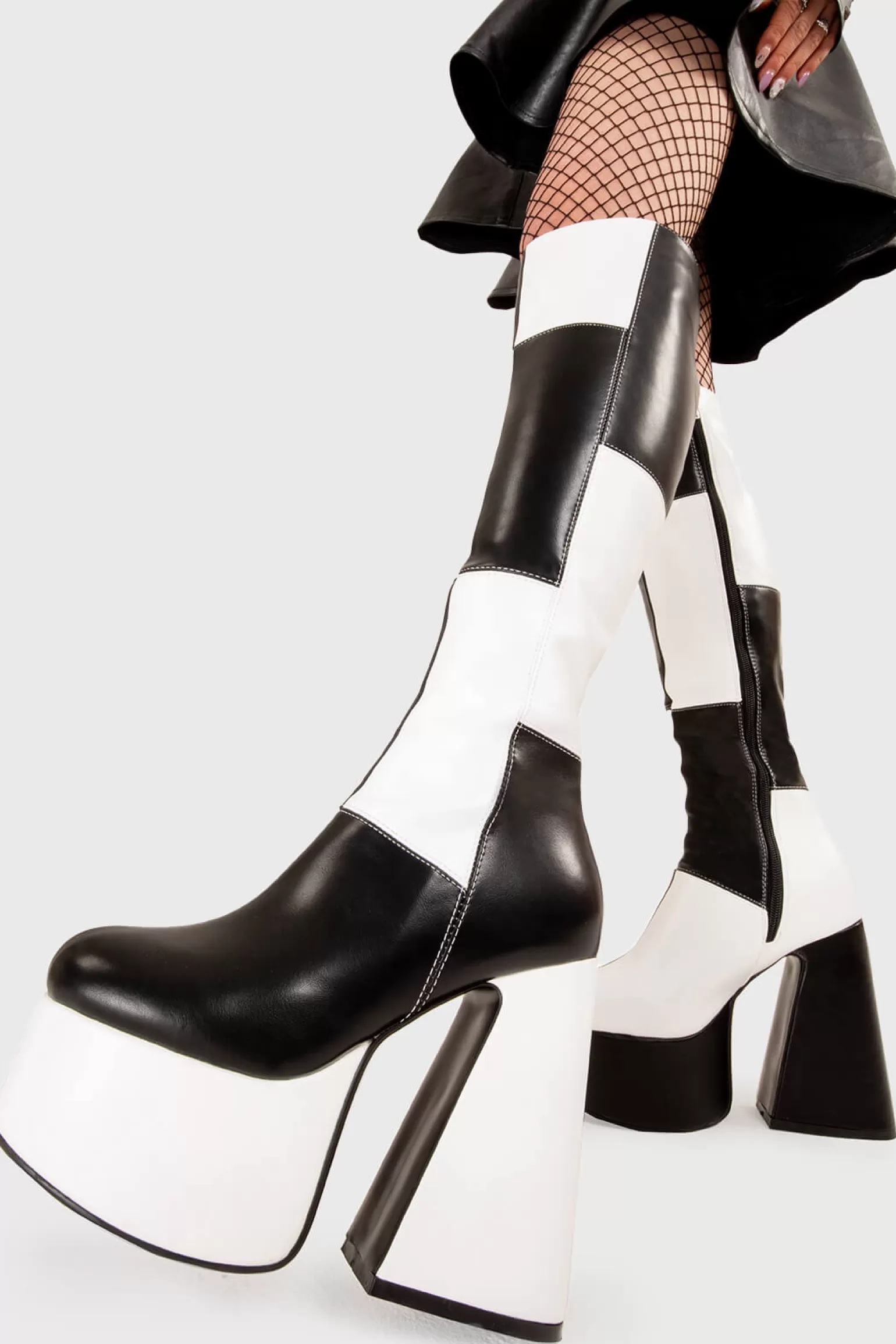 Store Runway Wide Calf Platform Knee High Boots Kniehoch