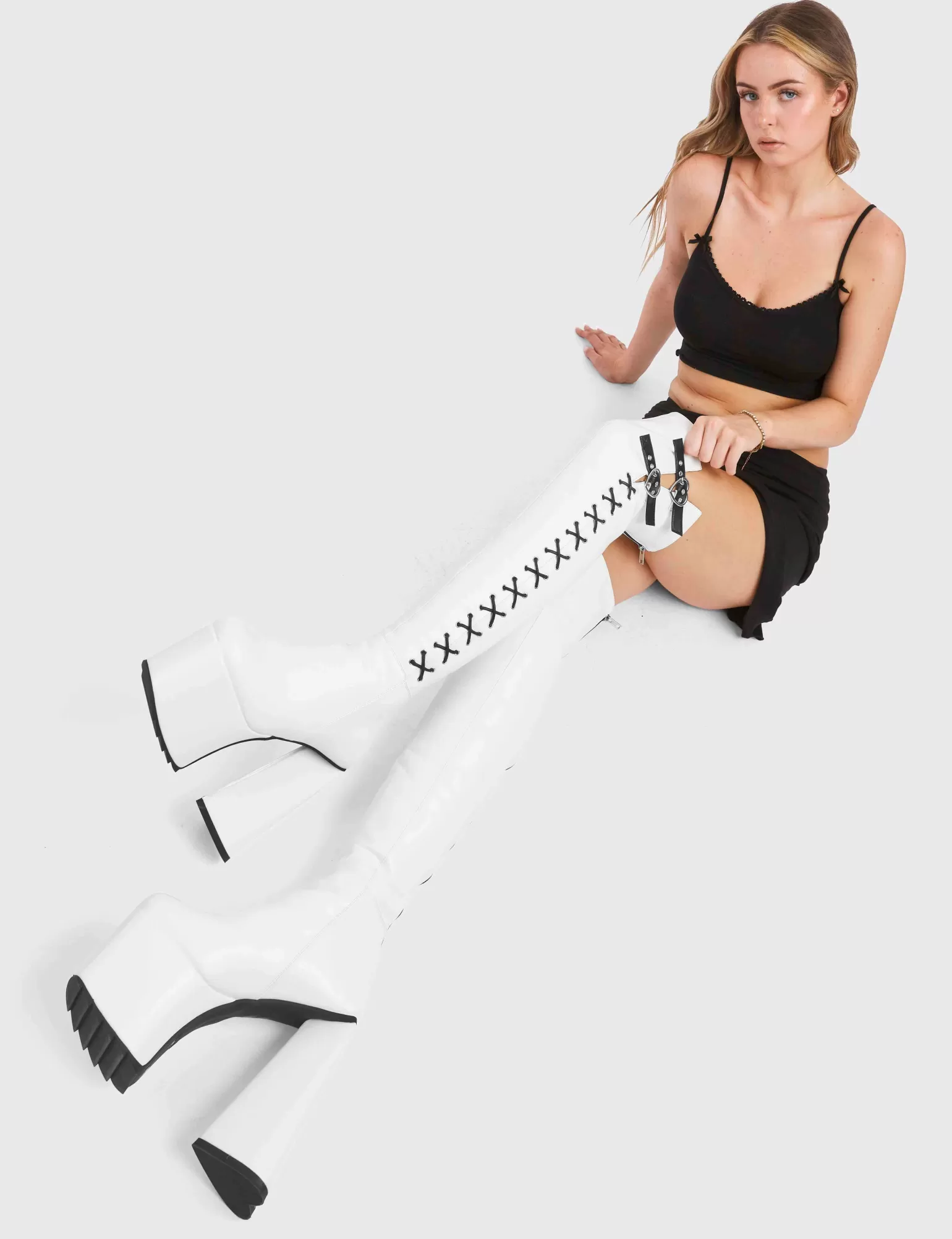 Shop Small Victories Platform Thigh High Boots Kniehoch