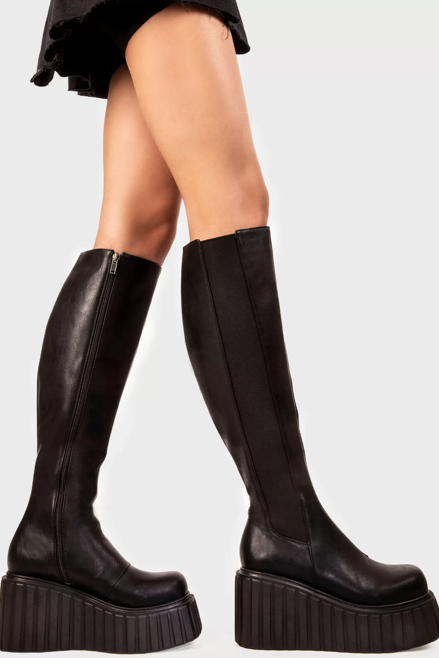 Store Switching Up Chunky Creeper Platform Knee High Boots Kniehoch