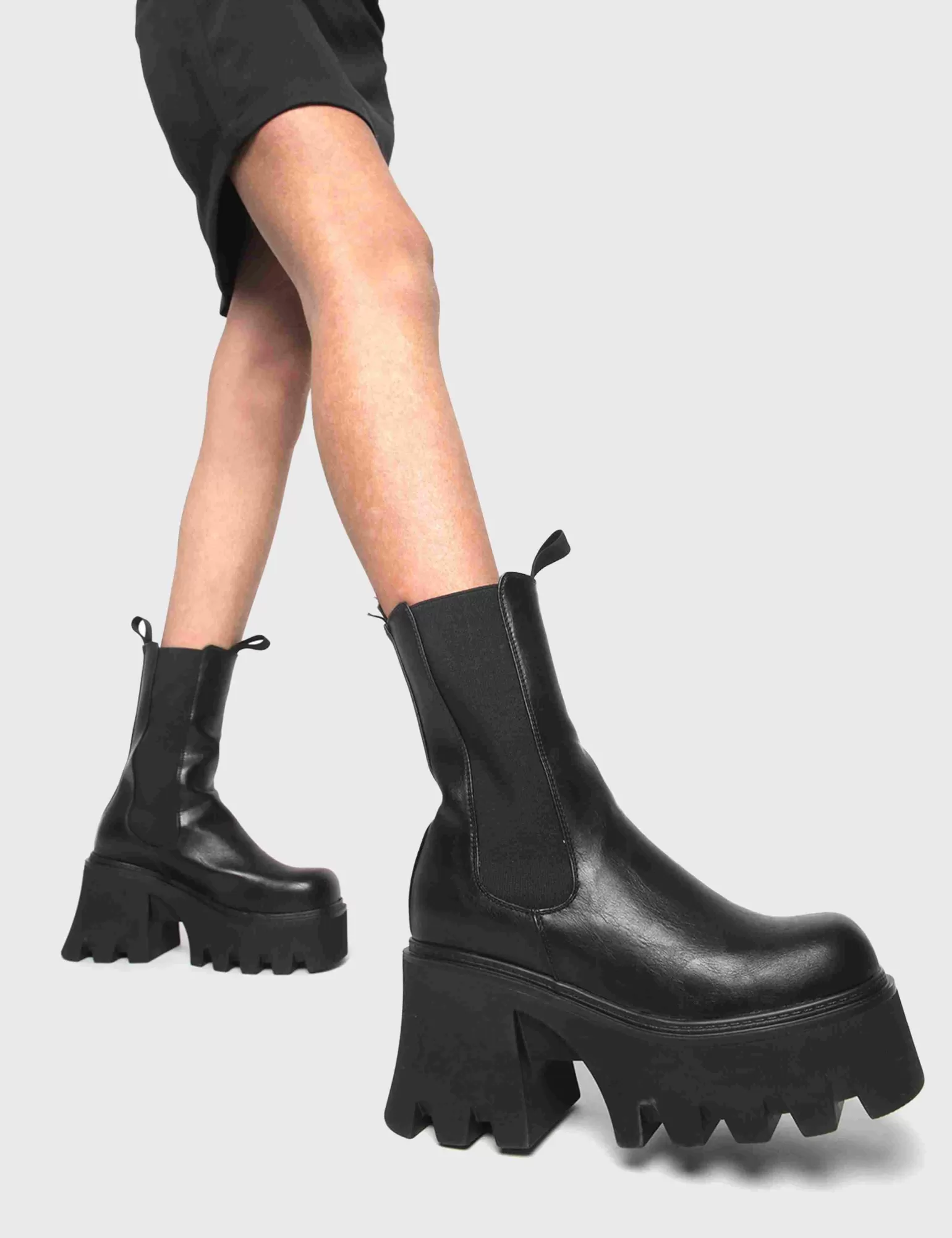 Fashion Wipe Out Chunky Platform Ankle Boots Knochel